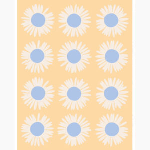 Auringonkukka - Puuvillakangas 47€/m inkivääri, vaaleansininen