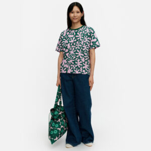 Jakso Kukka - T-paita vihreä, pinkki