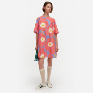 Kukkiva Unikko - Mekko punainen, sininen, oranssi