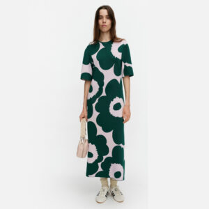 Muunnos Unikko - Neulemekko tummanvihreä, vaaleanpunainen