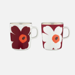 Oiva Juhla Unikko - Muki 2,5dl/ 2kpl valkoinen, viininpunainen, kulta