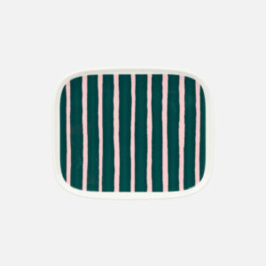 Oiva Piccolo - Lautanen 15x12cm vaaleanpunainen, tummanvihrea