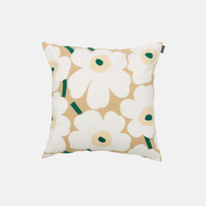 Pieni Unikko - Tyynynpäällinen 50x50cm hiekka, heinä, smaragdi