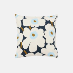 Pieni Unikko - Tyynynpäällinen 50x50cm mustikka, l.valkoinen, kirkas sininen
