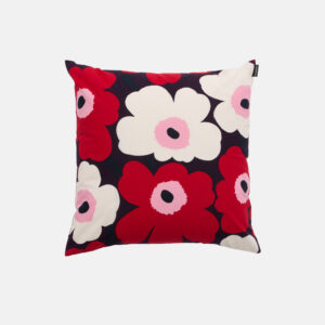 Pieni Unikko - Tyynynpäällinen 50x50 luumu, punainen, valkoinen