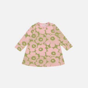 Retkeily Unikko - lastenmekko vihreä, vaaleanpunainen