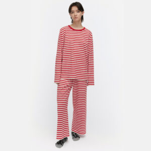 Tasaraita Unisex - Trikoopaita punainen, luonnonvalkoinen