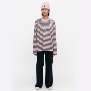 Tasaraita Unisex Unikko - Trikoopaita harmaa, vaal.punainen